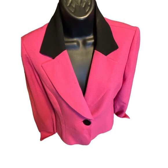 Jessica Howard Barbie Pink Single Button Black Cuff Blazer Sz 8 - Picture 3 of 8